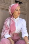 Pudra Desenli Dijital Baskı Hazır Şal - 50610
