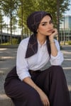 Pudra Kahve Puan Desen Eşarp Bone
