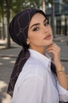 Pudra Kahve Puan Desen Eşarp Bone