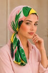 Pudra Yaprak Desen Eşarp Bone