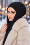 Siyah Ajurlu Triko Kelebek Bone Şal