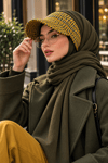 Siyah Beyaz Çiçek Desenli Bone Bant - Bağcıklı