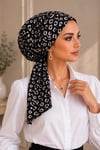 Siyah Beyaz Desen Eşarp Bone