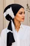 Siyah Beyaz Desen Eşarp Bone