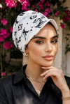 Siyah Beyaz Modern Desen Tesettür Şapka Bone