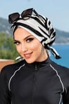Siyah Beyaz Zebra Çapraz Havuz - Deniz Bonesi