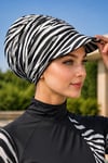 Siyah Beyaz Zebra Desen Havuz - Deniz Şapkası / Mayo Üstüne Kullanılabilir
