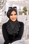 Siyah Çizgi Desenli Çapraz Bantı Medium Size - Hazır Şal