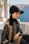 Siyah Kepli Deniz / Havuz Kullanımına Uygun Bağcıklı Eşarp Bone