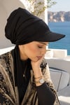 Siyah Kepli Deniz / Havuz Kullanımına Uygun Bağcıklı Eşarp Bone