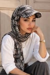 Siyah Yılan Derisi Desen Kepli Bandana Şapka Şal