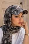 Siyah Yılan Derisi Desen Kepli Bandana Şapka Şal