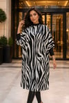 Siyah Zebra Oversize Tesettür Tunik