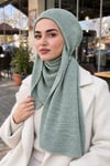 Soft Yeşil Ajurlu Triko Kelebek Bone Şal