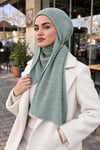 Soft Yeşil Ajurlu Triko Kelebek Bone Şal
