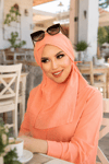 Somon Bürümcük Çapraz Bantlı Medium Size Hijab - Hazır Şal