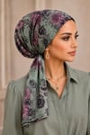 Vişne Yeşil Tonlamalı Eşarp Bone