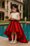 ETEKKız Çocuk Kırmızı Asimetrik Etek