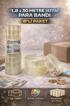 BEİMO 1,8 X 30 METRE ŞEFFAF PARA BANTI PK:8 Lİ