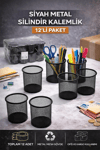 BEİMO SİYAH METAL SİLİNDİR KALEMLİK PK:12 Lİ