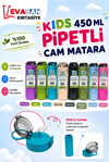 KİDS 450 ML PİPETLİ CAM MATARA PK:12 Lİ
