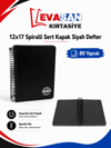 SİYAH DEFTER 12X17 SPR. SERT KAP. 80 YAPRAK *24