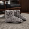 RIVA Shoes Erkek Gri Çapa Desenli Peluş Ev Botu Yumuşak Astarlı Kışlık Panduf Ev Botu