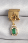 316L Çelik Gold Renk Sallantı Kare Yeşil Zirkon Taşlı Nomination Charm