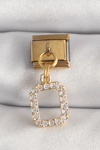 316L Çelik Gold Renk Sallantı Kare Zirkon Taşlı Nomination Charm