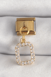 316L Çelik Gold Renk Sallantı Kare Zirkon Taşlı Nomination Charm