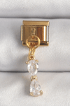 316L Çelik Gold Renk Sallantı Zirkon Taşlı Kurdele Model Nomination Charm