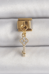 316L Çelik Gold Renk Sallantı Zirkon Taşlı Anahtar Model Nomination Charm