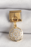 316L Çelik Gold Renk Sallantı Zirkon Taşlı Yonca Model Nomination Charm