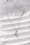 316L Çelik Gümüş Renk Zincir Zirkon Taşlı Kedi Model Kadın Kolye