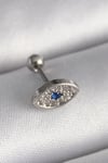 316L Çelik Gümüş Renk Zirkon Taşlı Göz Tragus Piercing