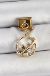 316L Çelik Sallantılı Zirkon Taşlı Satürn Model Gold Renk Nomination Charm