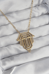 316L Çelik Zincir Gold Renk Zirkon Taşlı Serenay Kolyesi