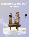Ahşap Kum Saati ve Deniz Feneri Figürü Bir Arada – Ev & Ofis Dekorasyonu