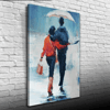 Aynı Şemsiye Altında Sevgililer Yağlıboya Kanvas Tablo 50 x 70