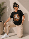 Balkabağı Hayalet Baskılı Tişört Kısa Kol Yazlık T-Shirt - Siyah