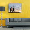Banktaki Fil ve Zürafa Kanvas Tablo 50 x 70