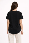 Basic T-Shirt Kısa Kol Bisiklet Yaka Oval Kesim Tişört - Siyah