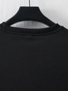 Baskılı Oversize Bisiklet Yaka T-shirt - Siyah