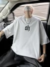 Baskılı Oversize Bisiklet Yaka T-shirt - Beyaz