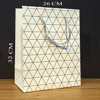 Beyaz Geometrik Desenli Büyük Boy Karton Hediye Çantası