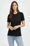 Bisiklet Yaka Tişört Regular Kalıp Basic Pamuklu Günlük Kullanım T-shirt - Siyah