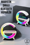 Bluetooth Hoparlör 15W Kablosuz Hızlı Şarj LED Gece Lambası