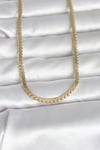 CM 14K Gold Renk Yassı Ezme Zincir Model 60 cm Kadın Kolye
