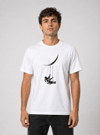 Erkek Astronot Ay Temalı Tişört Kısa Kol Yazlık Bisiklet Yaka T-Shirt - Beyaz