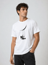 Erkek Astronot Ay Temalı Tişört Kısa Kol Yazlık Bisiklet Yaka T-Shirt - Beyaz